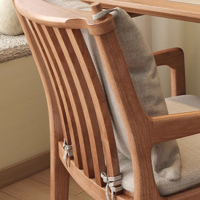 Chaise de salle à manger carrée en tissu et bois massif nordique contemporain avec dossier et accoudoirs pour salon et salle à manger 