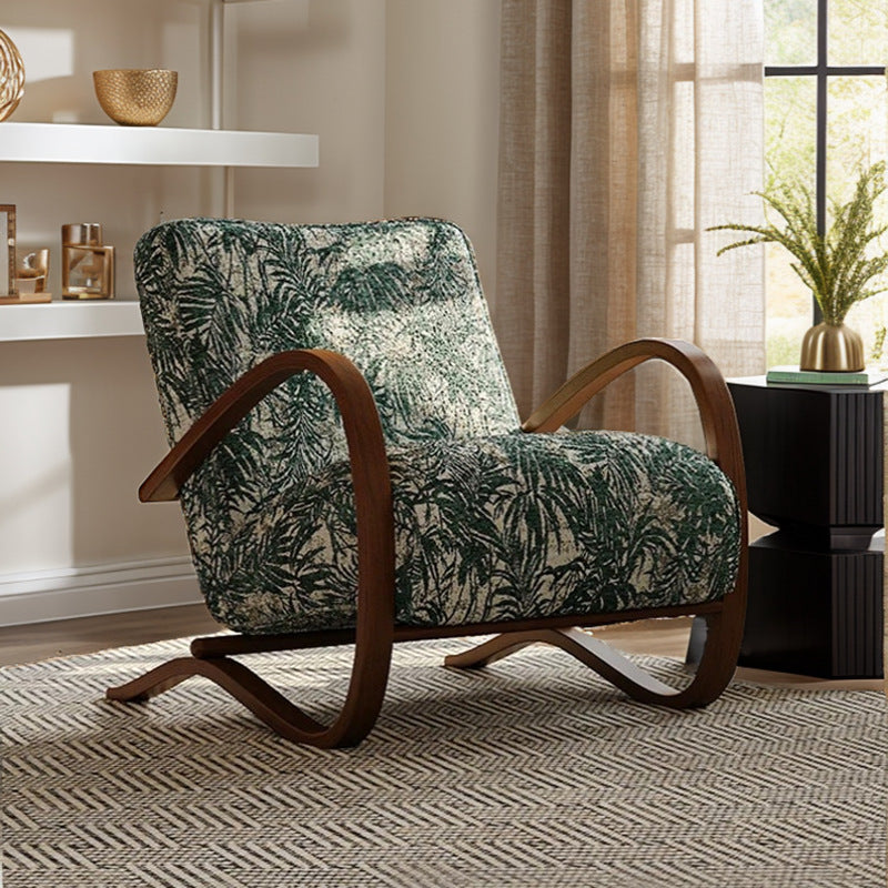 Moderner Mid-Century Stoff Kohlenstoffstahl Rechteckiger Akzentstuhl mit Armlehnen & Rückenlehne für Wohnzimmer 