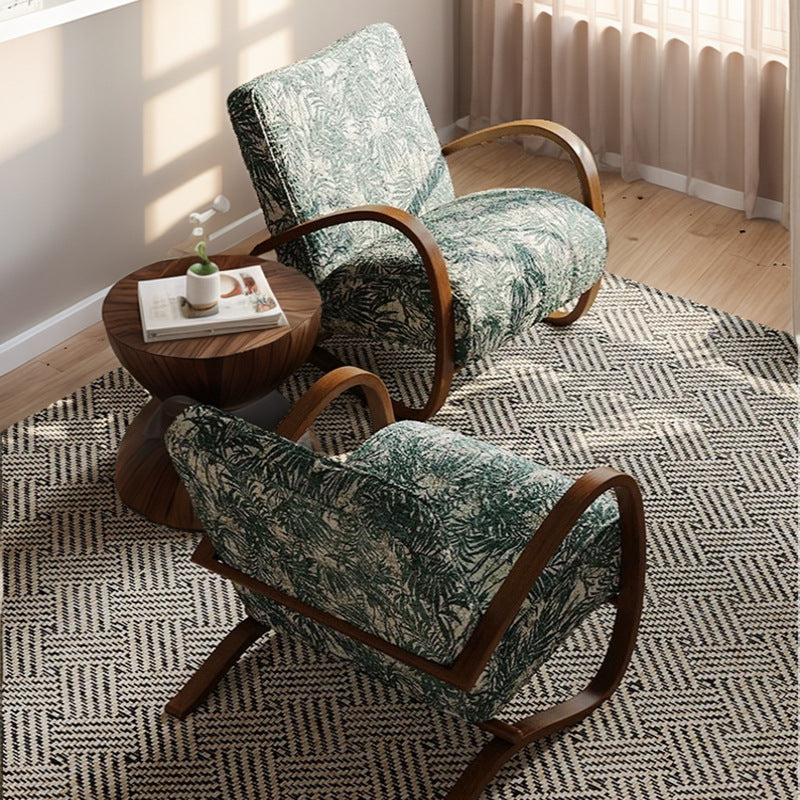 Moderner Mid-Century Stoff Kohlenstoffstahl Rechteckiger Akzentstuhl mit Armlehnen & Rückenlehne für Wohnzimmer 