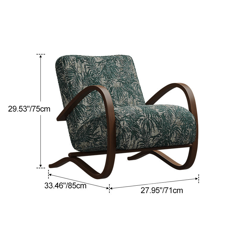 Moderner Mid-Century Stoff Kohlenstoffstahl Rechteckiger Akzentstuhl mit Armlehnen & Rückenlehne für Wohnzimmer 
