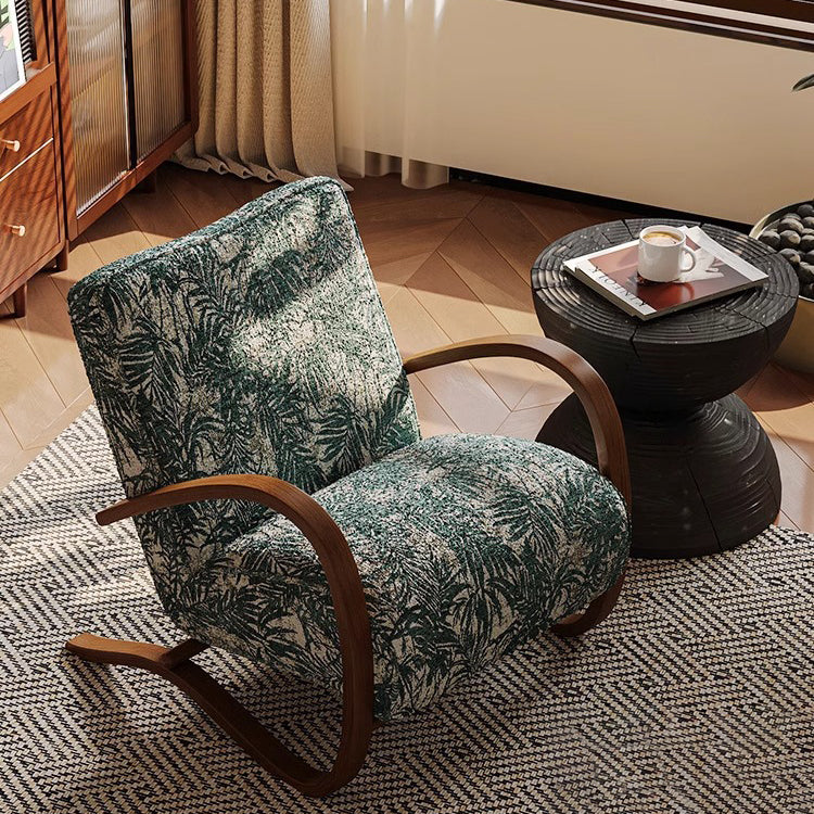 Moderner Mid-Century Stoff Kohlenstoffstahl Rechteckiger Akzentstuhl mit Armlehnen & Rückenlehne für Wohnzimmer 