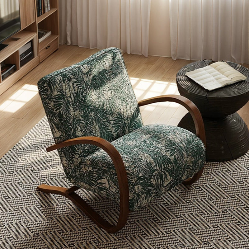 Moderner Mid-Century Stoff Kohlenstoffstahl Rechteckiger Akzentstuhl mit Armlehnen & Rückenlehne für Wohnzimmer 