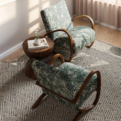 Moderner Mid-Century Stoff Kohlenstoffstahl Rechteckiger Akzentstuhl mit Armlehnen & Rückenlehne für Wohnzimmer 