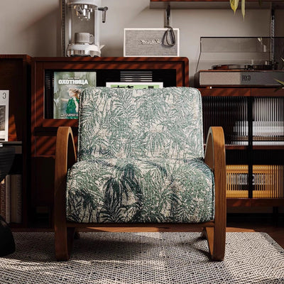 Moderner Mid-Century Stoff Kohlenstoffstahl Rechteckiger Akzentstuhl mit Armlehnen & Rückenlehne für Wohnzimmer 