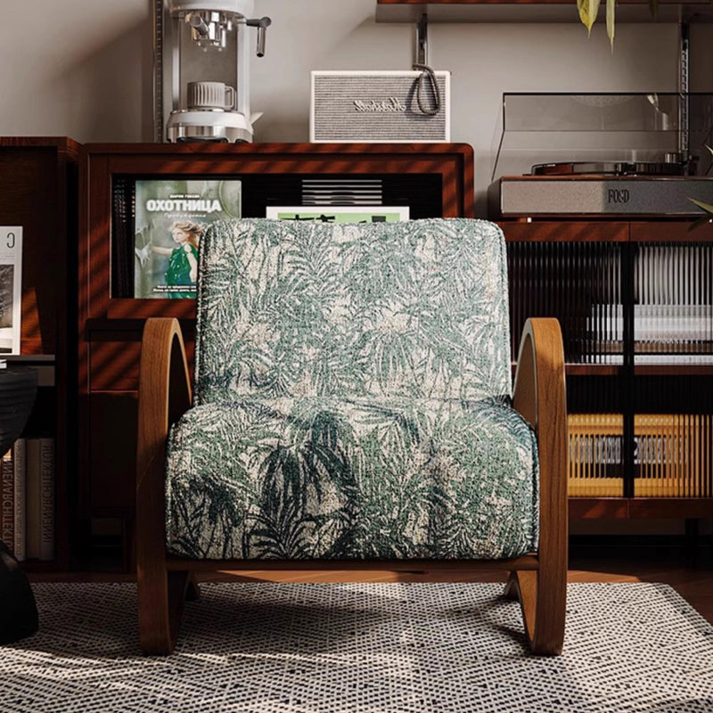 Moderner Mid-Century Stoff Kohlenstoffstahl Rechteckiger Akzentstuhl mit Armlehnen & Rückenlehne für Wohnzimmer 