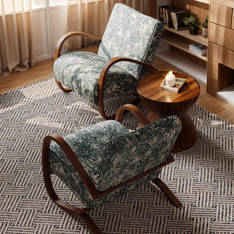 Moderner Mid-Century Stoff Kohlenstoffstahl Rechteckiger Akzentstuhl mit Armlehnen & Rückenlehne für Wohnzimmer 
