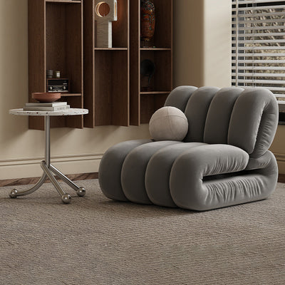 Chaise d'appoint rectangulaire à rayures en velours nordique contemporain et bois massif avec dossier pour salon 
