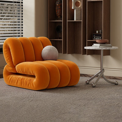 Chaise d'appoint rectangulaire à rayures en velours nordique contemporain et bois massif avec dossier pour salon 