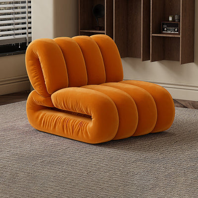 Chaise d'appoint rectangulaire à rayures en velours nordique contemporain et bois massif avec dossier pour salon 