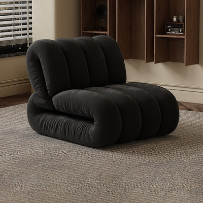 Chaise d'appoint rectangulaire à rayures en velours nordique contemporain et bois massif avec dossier pour salon 