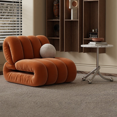 Chaise d'appoint rectangulaire à rayures en velours nordique contemporain et bois massif avec dossier pour salon 