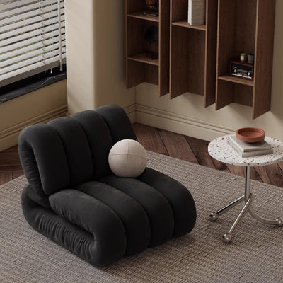 Chaise d'appoint rectangulaire à rayures en velours nordique contemporain et bois massif avec dossier pour salon 