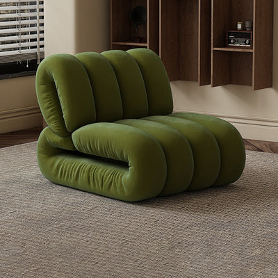 Chaise d'appoint rectangulaire à rayures en velours nordique contemporain et bois massif avec dossier pour salon 