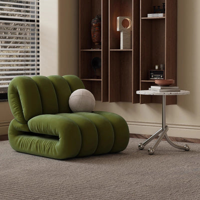 Chaise d'appoint rectangulaire à rayures en velours nordique contemporain et bois massif avec dossier pour salon 