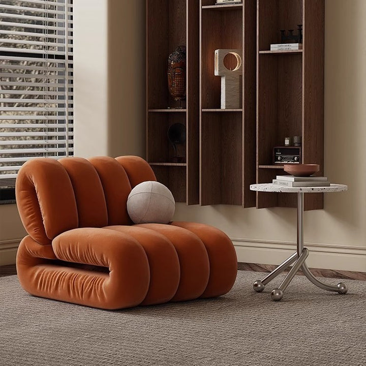 Chaise d'appoint rectangulaire à rayures en velours nordique contemporain et bois massif avec dossier pour salon 