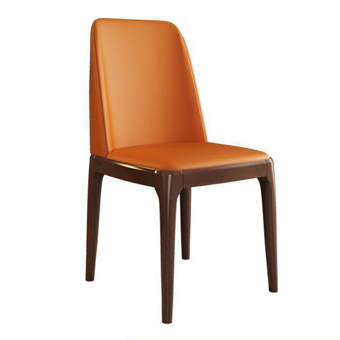 Silla de comedor cuadrada tapizada de cuero de microfibra y madera maciza y contrachapado de estilo moderno minimalista con respaldo para sala de estar 