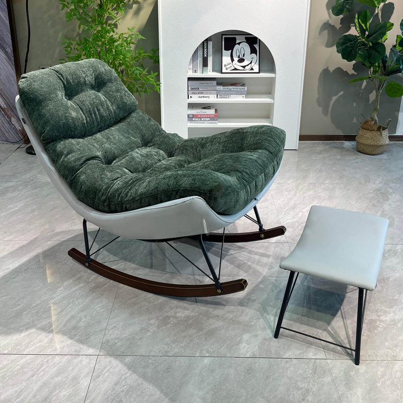 Contemporary Rocking Accent Chair With Footrest - Plush Chenille Upholstered & Solid Wood Frame, Cozy Backrest Lounge Chair For Living Room