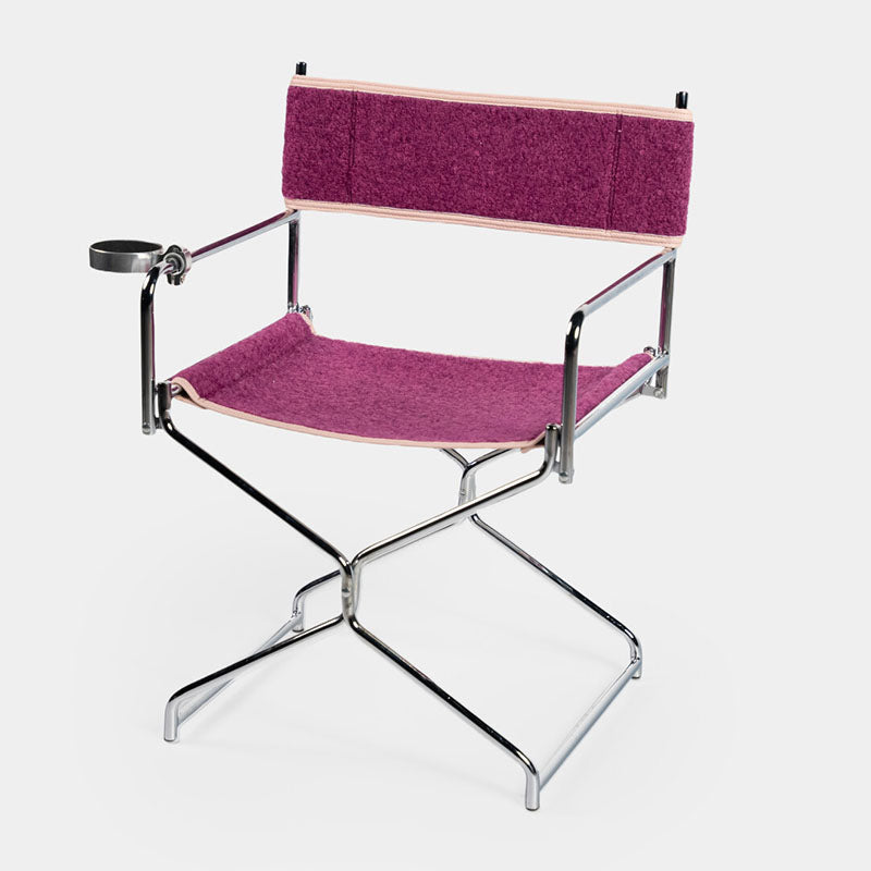 Art Deco Inspired Woven Folding Director’s Chair - Retro Plaid Fabric Portable Accent Chair For Outdoor Patio