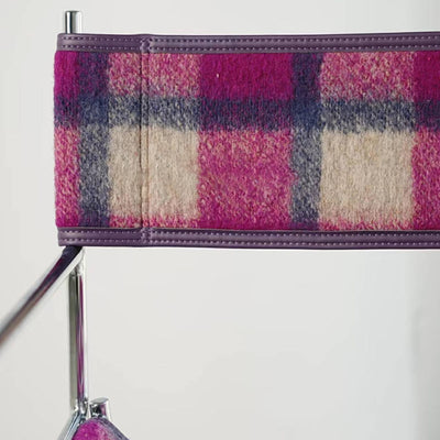 Art Deco Inspired Woven Folding Director’s Chair - Retro Plaid Fabric Portable Accent Chair For Outdoor Patio