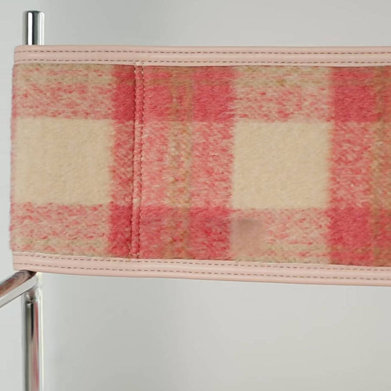 Art Deco Inspired Woven Folding Director’s Chair - Retro Plaid Fabric Portable Accent Chair For Outdoor Patio