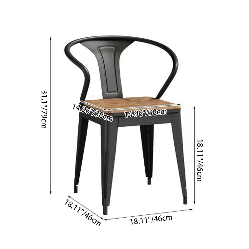 Modern Minimalist Polystyrene Decorative Panel Iron Square Outdoor Dining Chair Curved Backrest For Garden Patio
