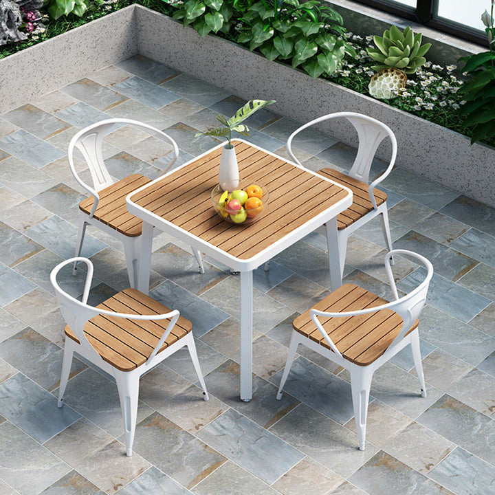 Modern Minimalist Polystyrene Decorative Panel Iron Square Outdoor Dining Chair Curved Backrest For Garden Patio