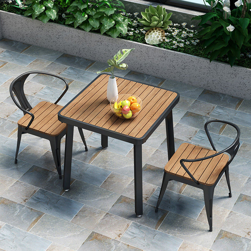 Modern Minimalist Polystyrene Decorative Panel Iron Square Outdoor Dining Chair Curved Backrest For Garden Patio