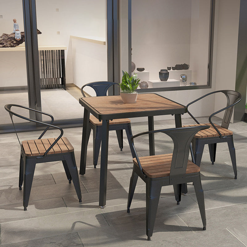 Modern Minimalist Polystyrene Decorative Panel Iron Square Outdoor Dining Chair Curved Backrest For Garden Patio