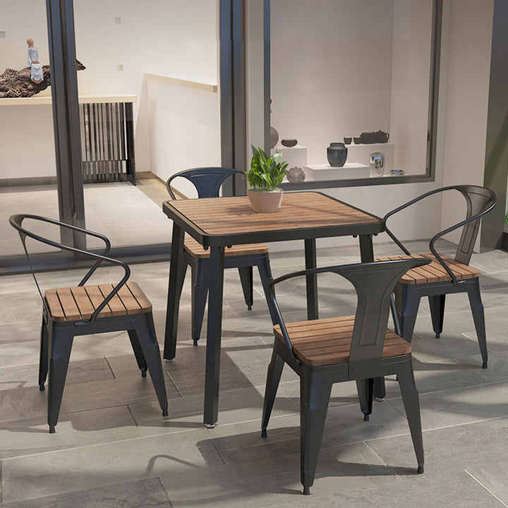 Modern Minimalist Polystyrene Decorative Panel Iron Square Outdoor Dining Chair Curved Backrest For Garden Patio