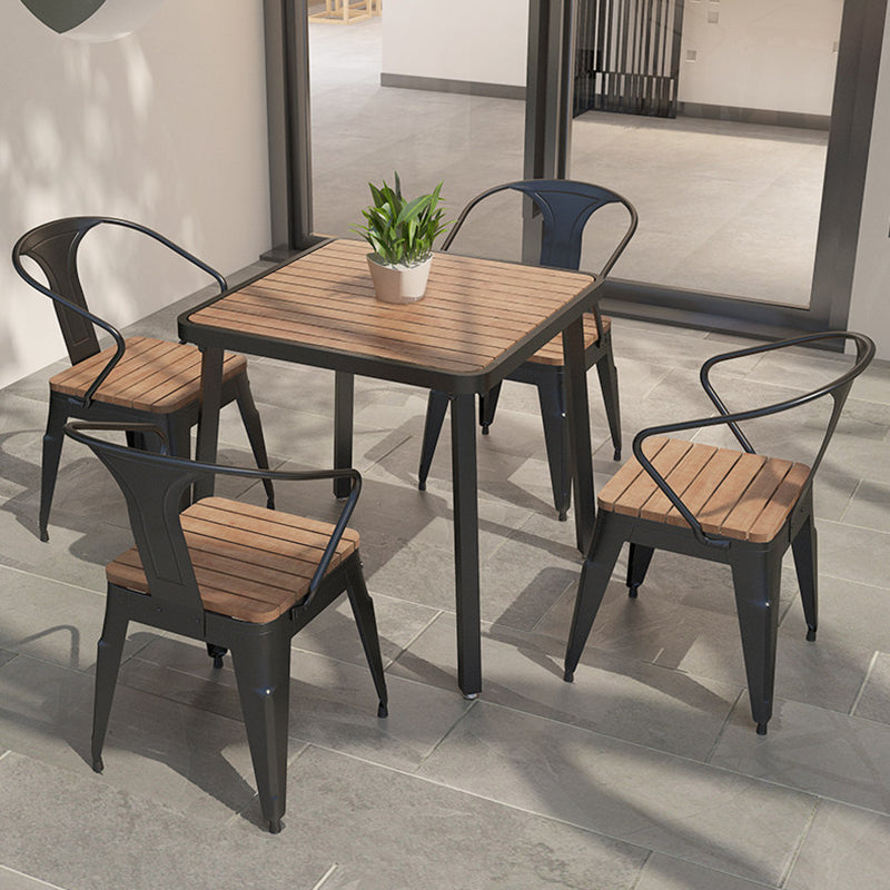 Modern Minimalist Polystyrene Decorative Panel Iron Square Outdoor Dining Chair Curved Backrest For Garden Patio