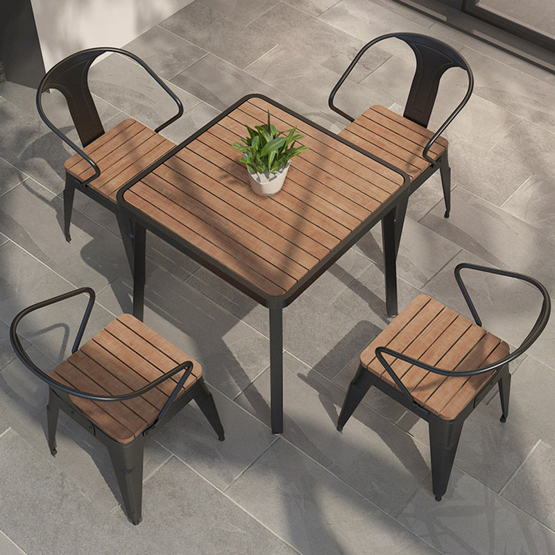 Modern Minimalist Polystyrene Decorative Panel Iron Square Outdoor Dining Chair Curved Backrest For Garden Patio