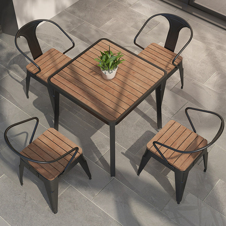 Modern Minimalist Polystyrene Decorative Panel Iron Square Outdoor Dining Chair Curved Backrest For Garden Patio