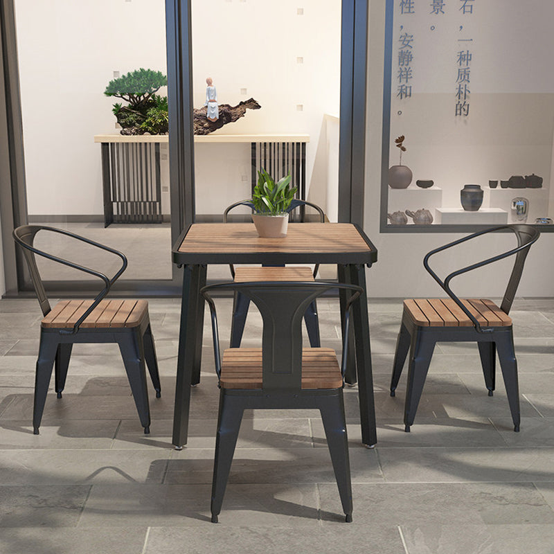 Modern Minimalist Polystyrene Decorative Panel Iron Square Outdoor Dining Chair Curved Backrest For Garden Patio