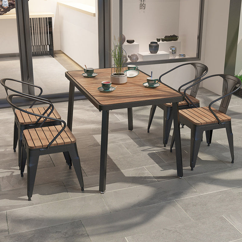 Modern Minimalist Polystyrene Decorative Panel Iron Square Outdoor Dining Chair Curved Backrest For Garden Patio