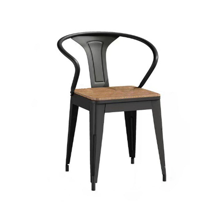 Modern Minimalist Polystyrene Decorative Panel Iron Square Outdoor Dining Chair Curved Backrest For Garden Patio