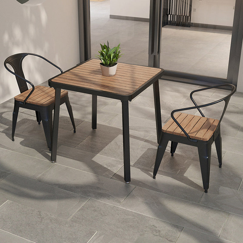 Modern Minimalist Polystyrene Decorative Panel Iron Square Outdoor Dining Chair Curved Backrest For Garden Patio