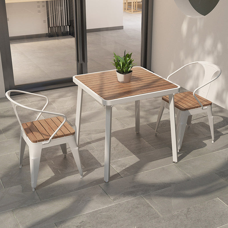 Modern Minimalist Polystyrene Decorative Panel Iron Square Outdoor Dining Chair Curved Backrest For Garden Patio