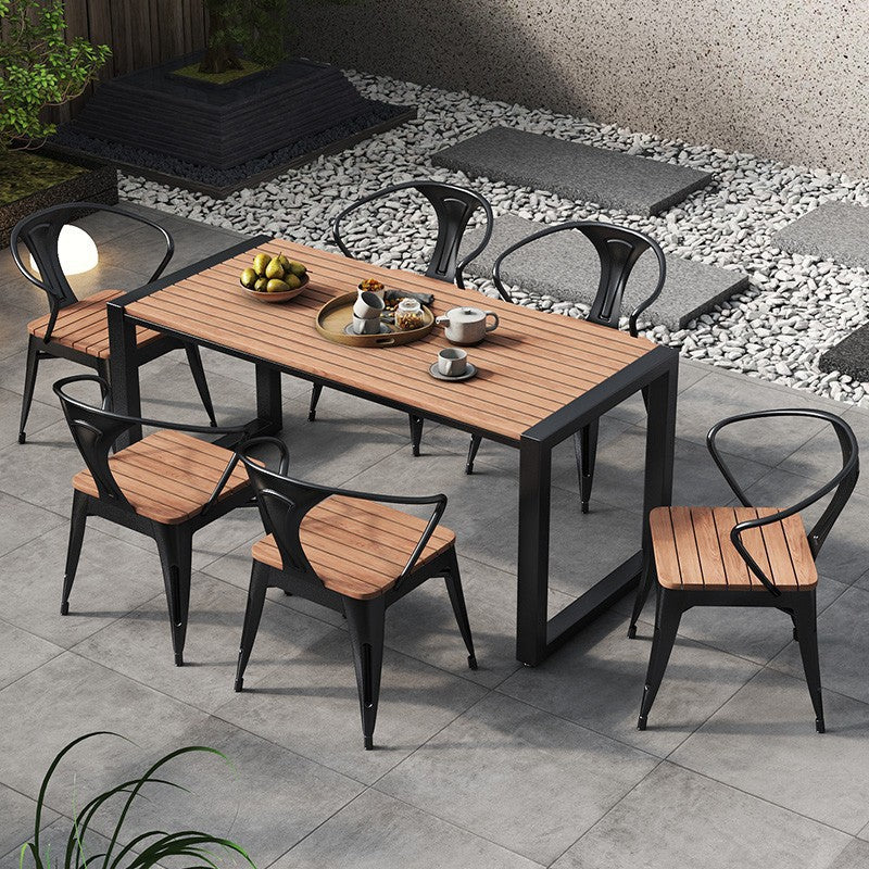 Modern Minimalist Polystyrene Decorative Panel Iron Square Outdoor Dining Chair Curved Backrest For Garden Patio
