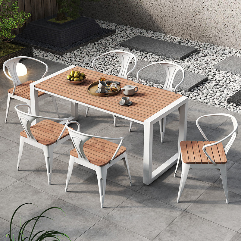 Modern Minimalist Polystyrene Decorative Panel Iron Square Outdoor Dining Chair Curved Backrest For Garden Patio