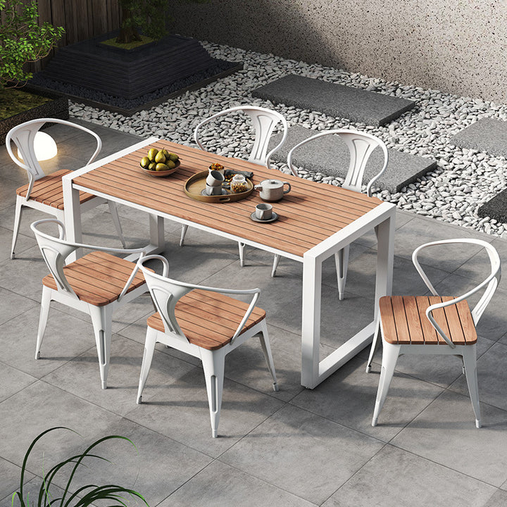 Modern Minimalist Polystyrene Decorative Panel Iron Square Outdoor Dining Chair Curved Backrest For Garden Patio