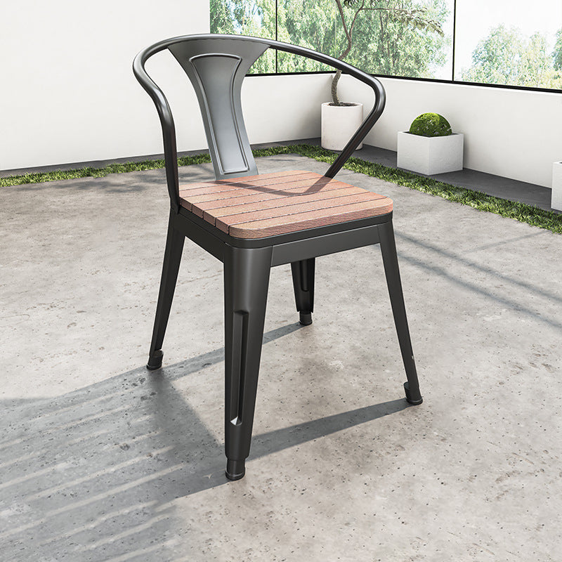 Modern Minimalist Polystyrene Decorative Panel Iron Square Outdoor Dining Chair Curved Backrest For Garden Patio