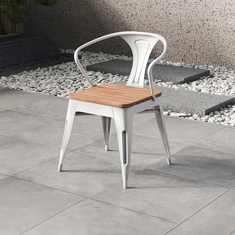 Modern Minimalist Polystyrene Decorative Panel Iron Square Outdoor Dining Chair Curved Backrest For Garden Patio
