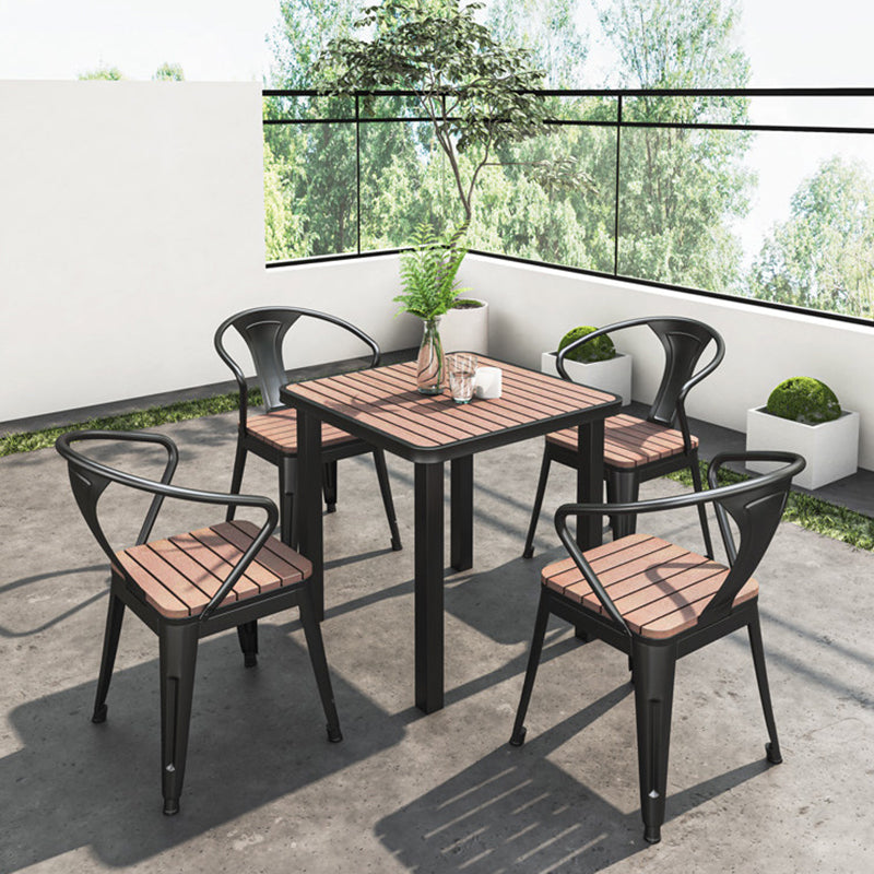 Modern Minimalist Polystyrene Decorative Panel Iron Square Outdoor Dining Chair Curved Backrest For Garden Patio