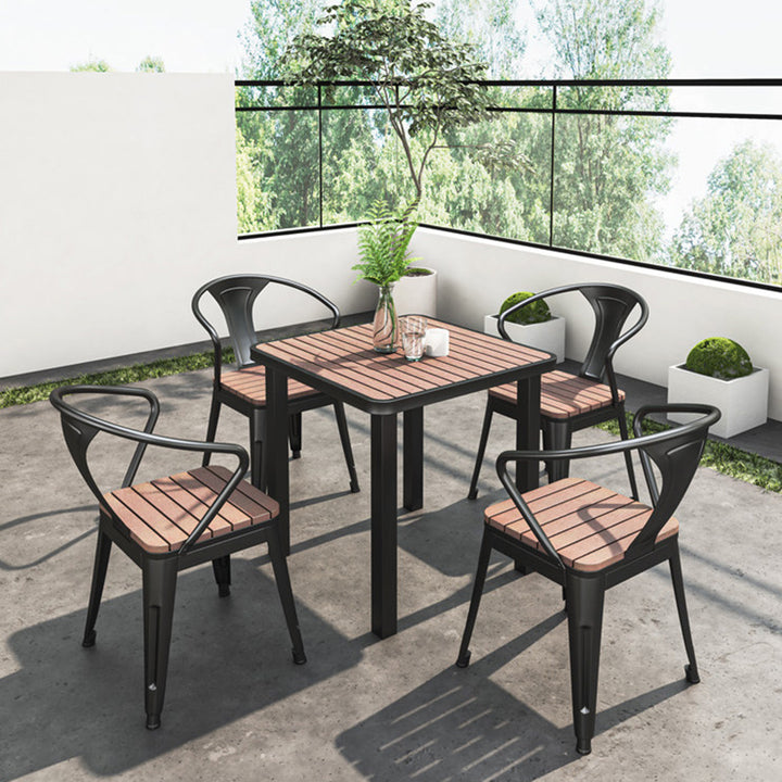 Modern Minimalist Polystyrene Decorative Panel Iron Square Outdoor Dining Chair Curved Backrest For Garden Patio
