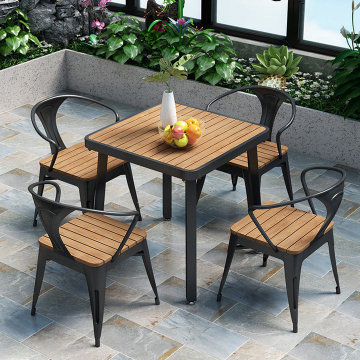 Modern Minimalist Polystyrene Decorative Panel Iron Square Outdoor Dining Chair Curved Backrest For Garden Patio
