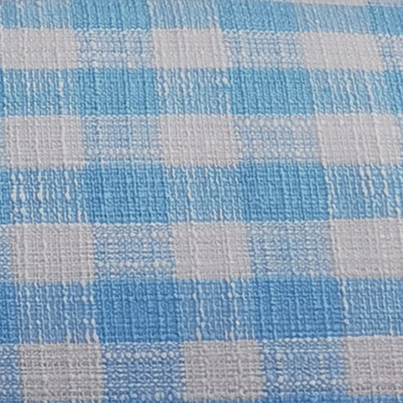 Dopamine Frame Blue Gingham Lounge Chair - Plush Ash Wood Accent Chair For Living Room
