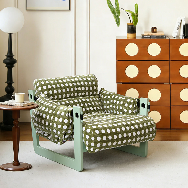 Modern Ash Wood Linen Lounge Chair - Plush Rectangular Accent Armchair For Living Room