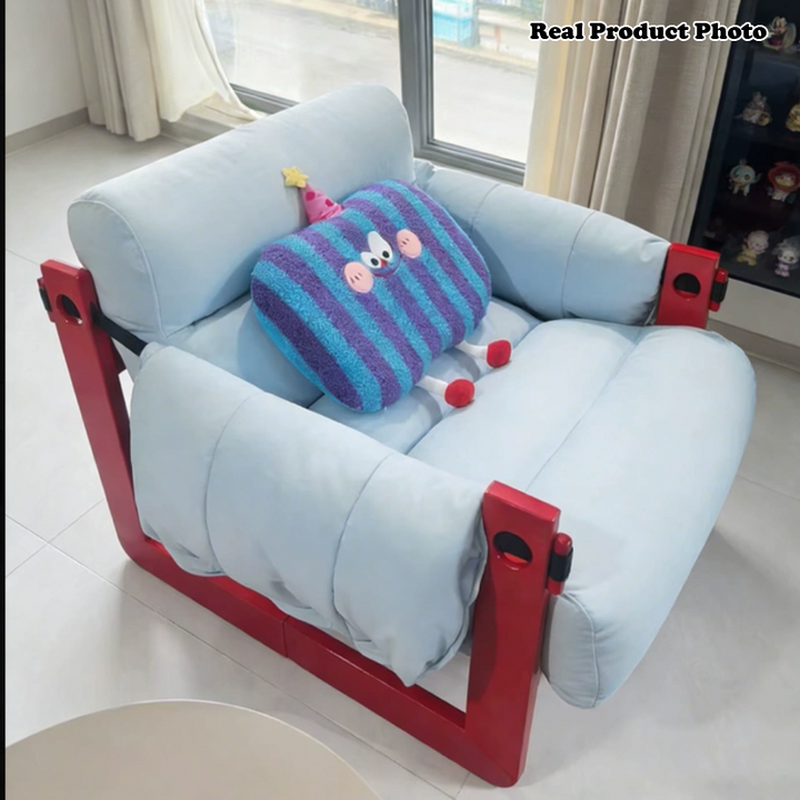 Modern Ash Wood Linen Lounge Chair - Plush Rectangular Accent Armchair For Living Room