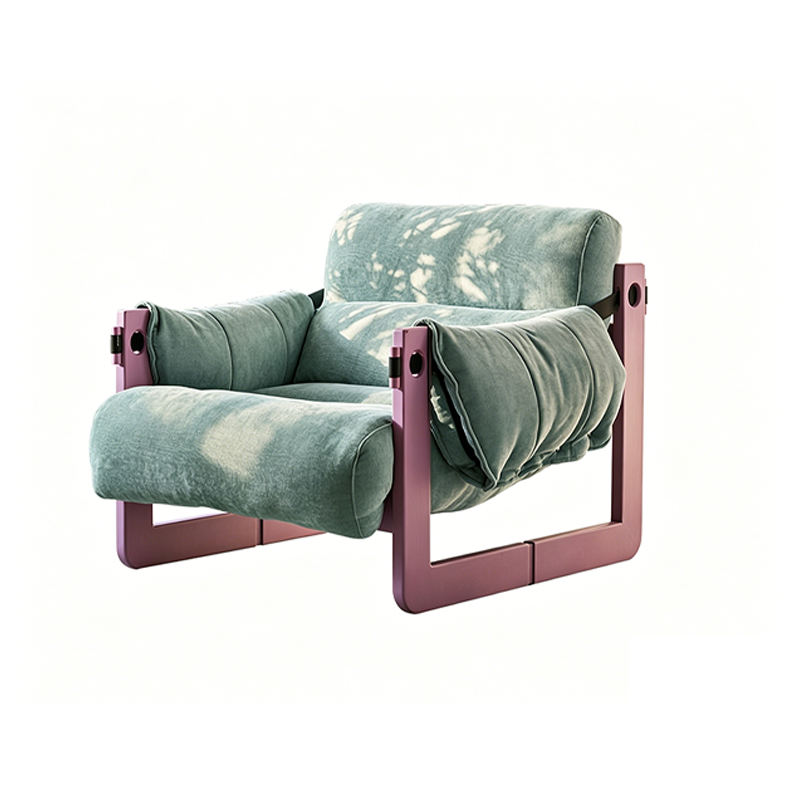 Modern Ash Wood Linen Lounge Chair - Plush Rectangular Accent Armchair For Living Room