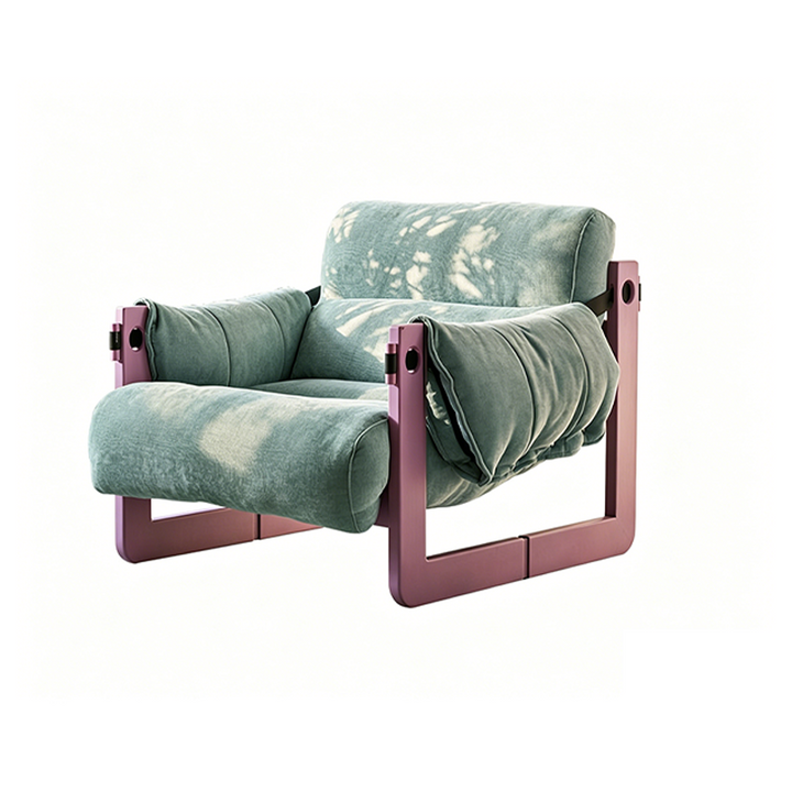 Modern Ash Wood Linen Lounge Chair - Plush Rectangular Accent Armchair For Living Room